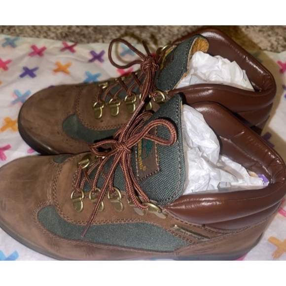 Timberland Ankle High Suede Green & Brown Hiking Boots - Picture 7 of 10